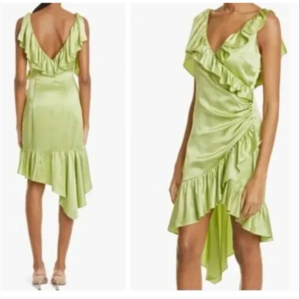 Cinq à Sept Green Ruffle Midi Dress